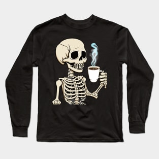 skeleton bones & coffee Long Sleeve T-Shirt
